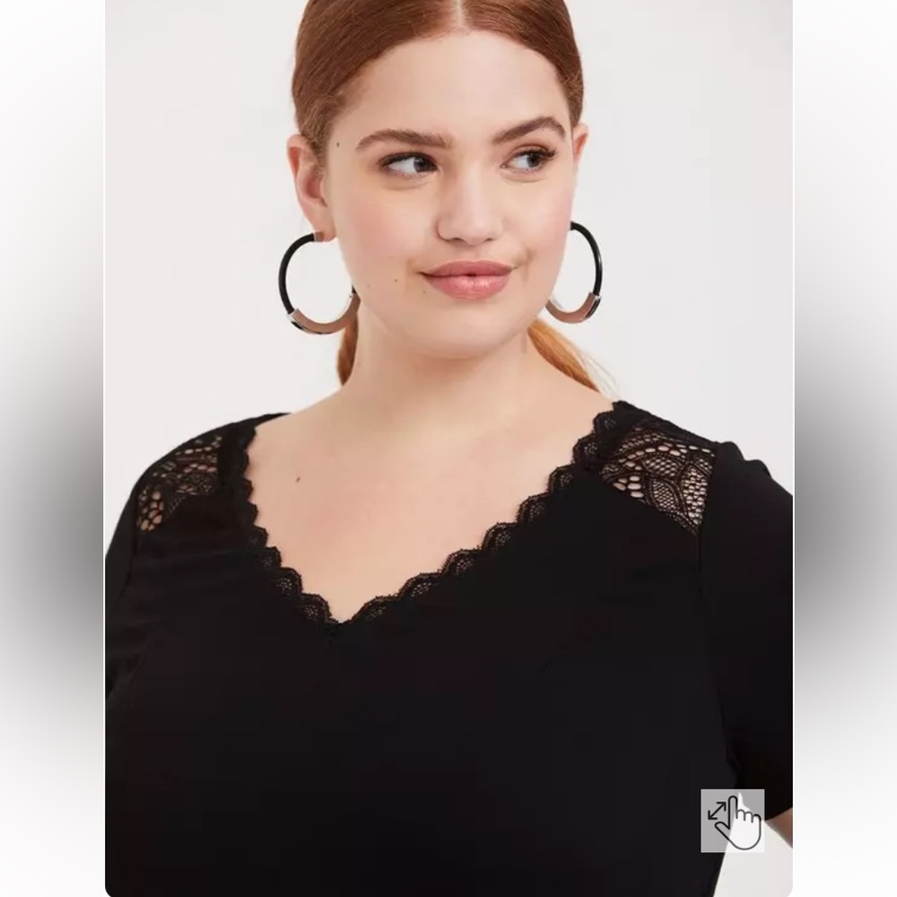 Torrid 00x 10 M/L Black Challis Lace Yoke Trapeze Dress - Picture 3 of 7